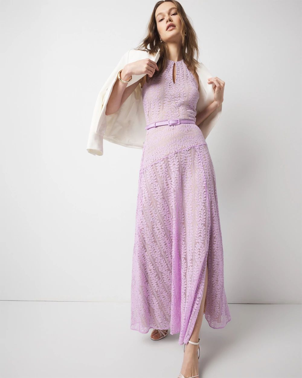 ◆overdue flair◆ HALTER NECK LACE SLEEVELESSOATMEAL O100327 HALTER NECK LACE SLEEVELESS_OATMEAL - overdue flair